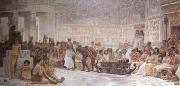 Alma-Tadema, Sir Lawrence Edwin Long,An Egyptian Feast (mk23) France oil painting reproduction